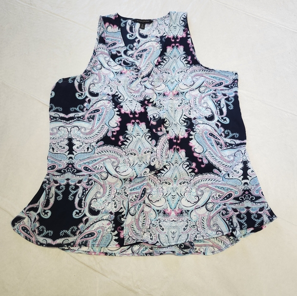 Banana Republic Size Medium Black and Blue Paisley Blouse - Picture 3 of 7